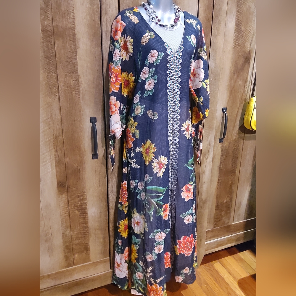 JOHNNY WAS Mia Floral Border Long Maxi Dress - SMALL - Picture 5 of 14